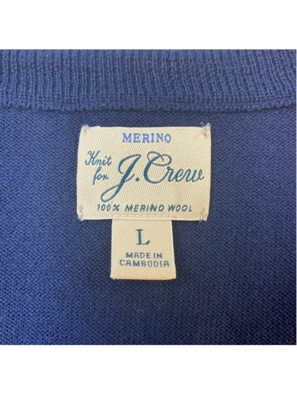 J.Crew Sweater Mens Large Blue Merino Wool V Neck Quiet Luxury Academic Heritage - Picture 3 of 10